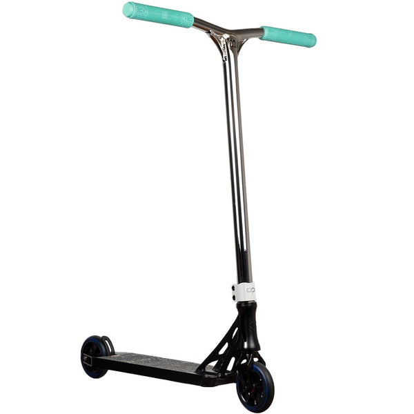 Core-2024-DIY-Scooter-Black-Deck-Chrome-Bars-Angle-View