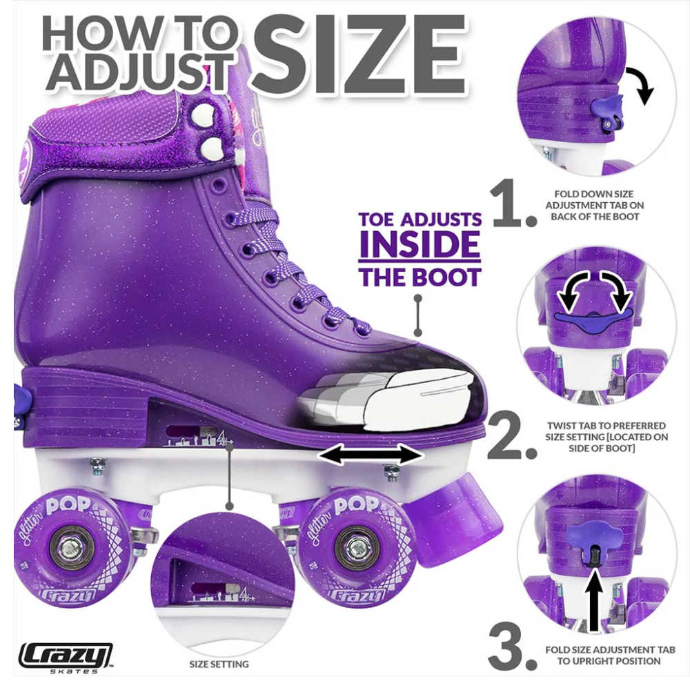 Crazy-Skates-Glitter-POP-Roller-Skate-Purple-How-To-Adjust