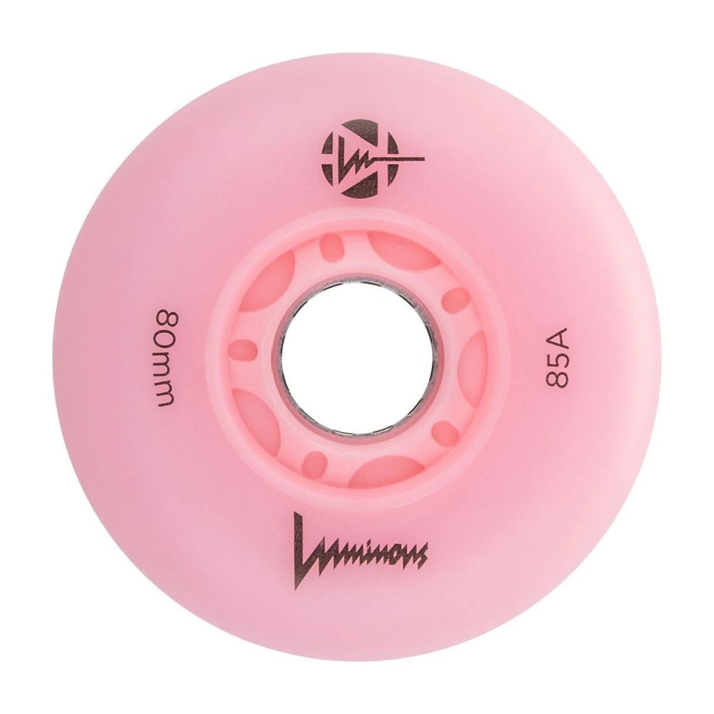 Luminous-LED-Inline-Wheel-80mm-Flamingo-Pink-Front-View