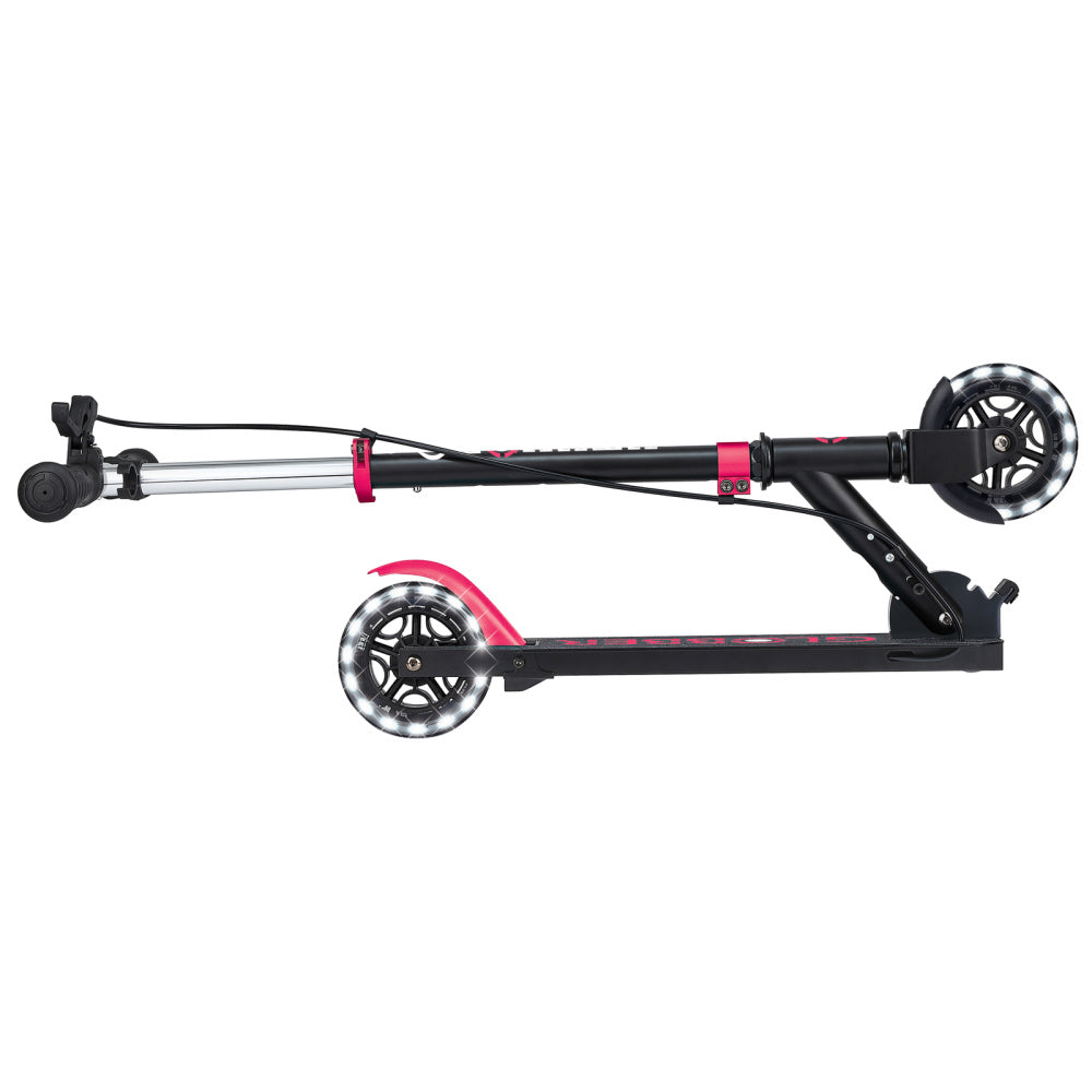 Flow-Element-Junior-Lights-Scooter-Black-Pink-Folded-Side-View