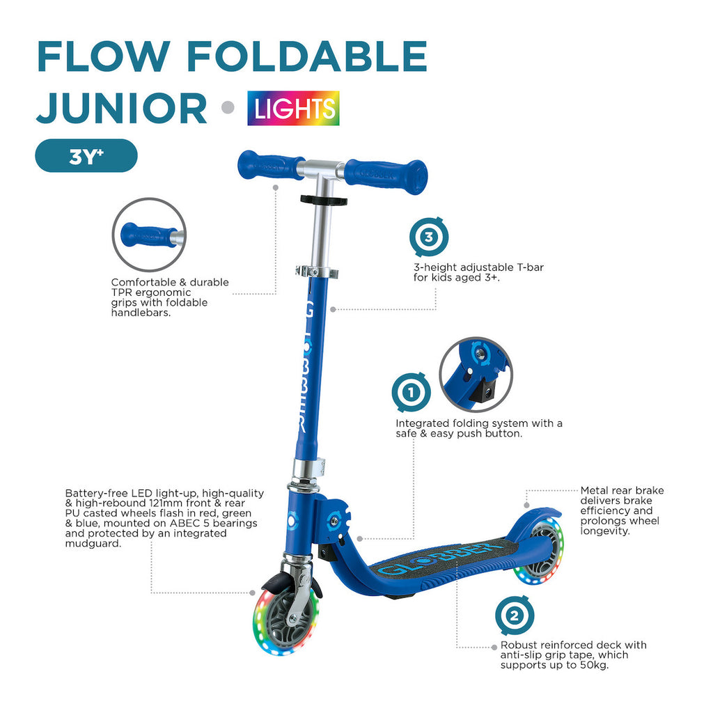 Globber-Flow-Foldable-Junior-Scooter-with-Lights-Features