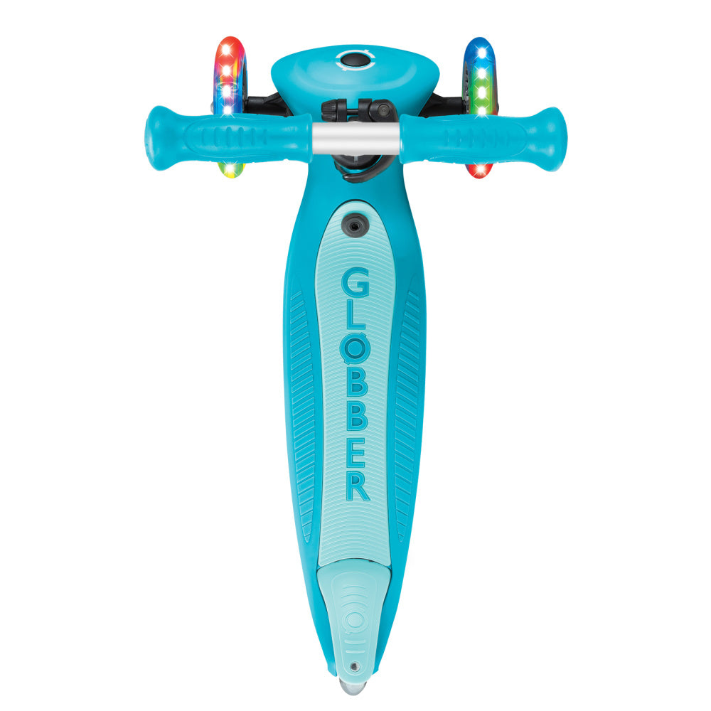 Globber-Go-Up-Active-Lights-Foldable-360-Scooter-Aqua-Top-View