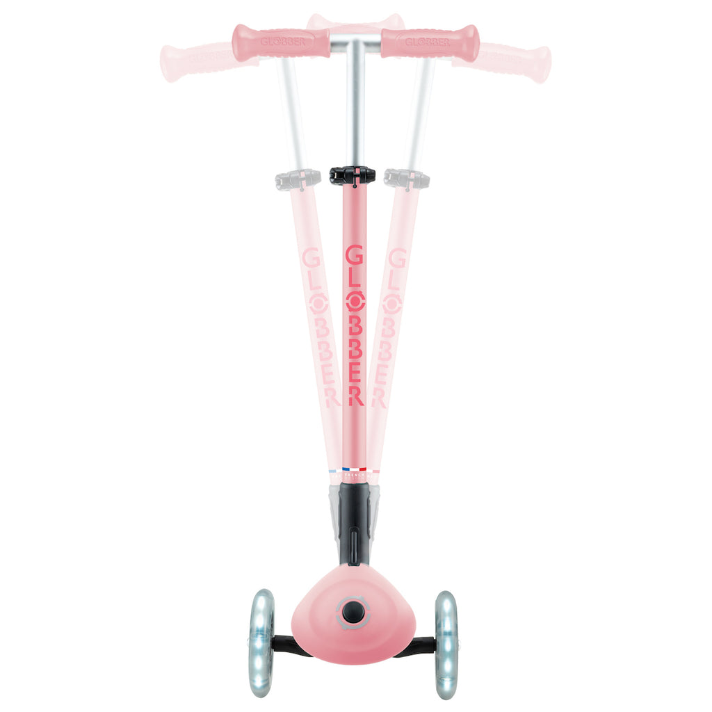 Globber-3-Wheel-Primo-Foldable-Plus-Light-Up-Scooter-Pink-Lean