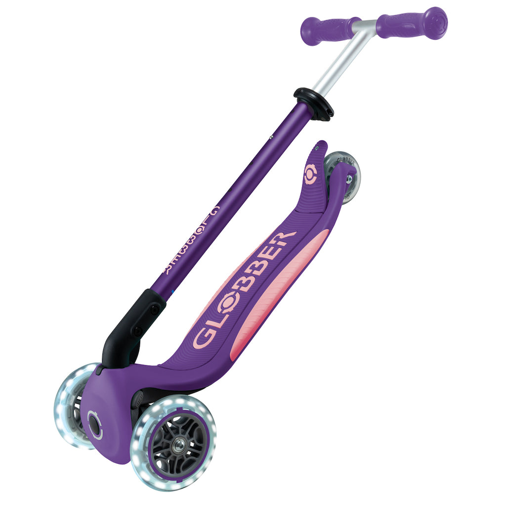 Globber-3-Wheel-Primo-Foldable-Plus-Light-Up-Scooter-Purple-Carry