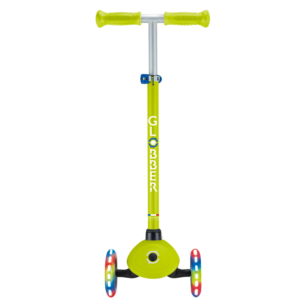 Globber-Primo-Lights-V2-Lime-Scooter-Front-View