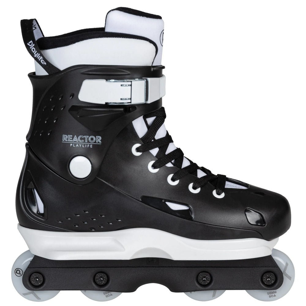 Playlife-Reactor-Inline-Aggressive-Skate-Black-Boot-White-Accents-Side-View