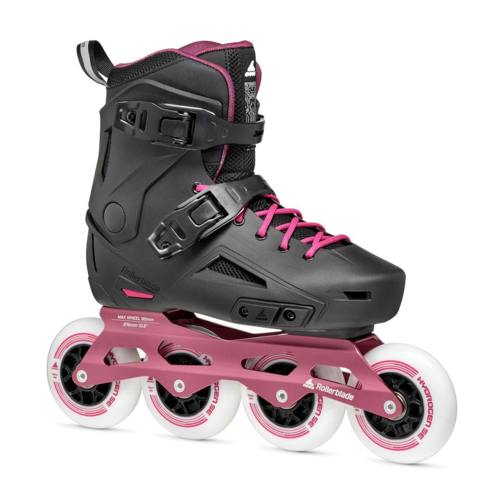 Rollerblade-Lightning-90-W-Inline-Skate-Black-Pink-Angle-View