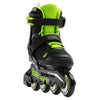 Rollerblade-Microblade-Kids-Adjustable-Inline-Roller-Skate-Black-Green-Front-View