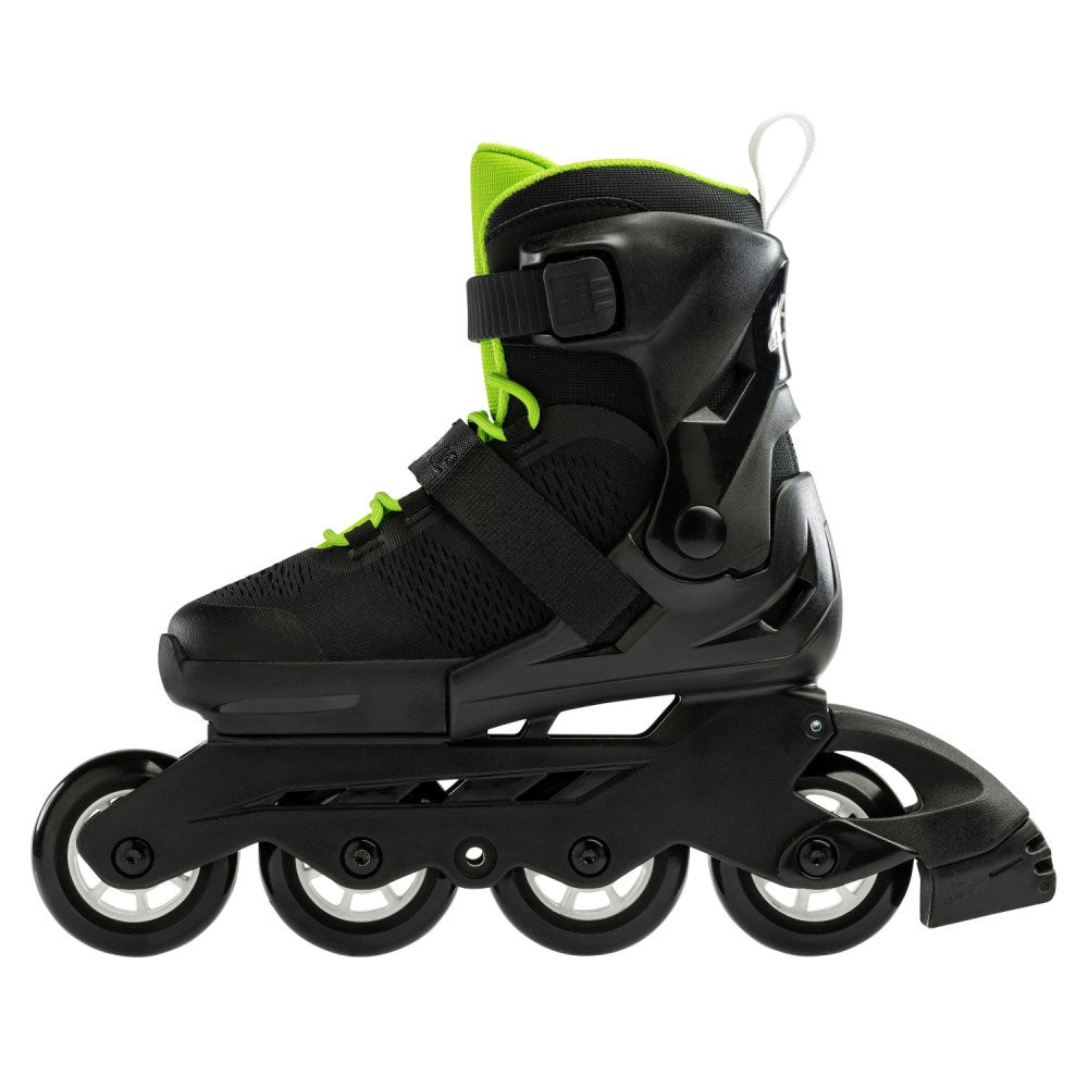 Rollerblade-Microblade-Kids-Adjustable-Inline-Roller-Skate-Black-Green-Side-View