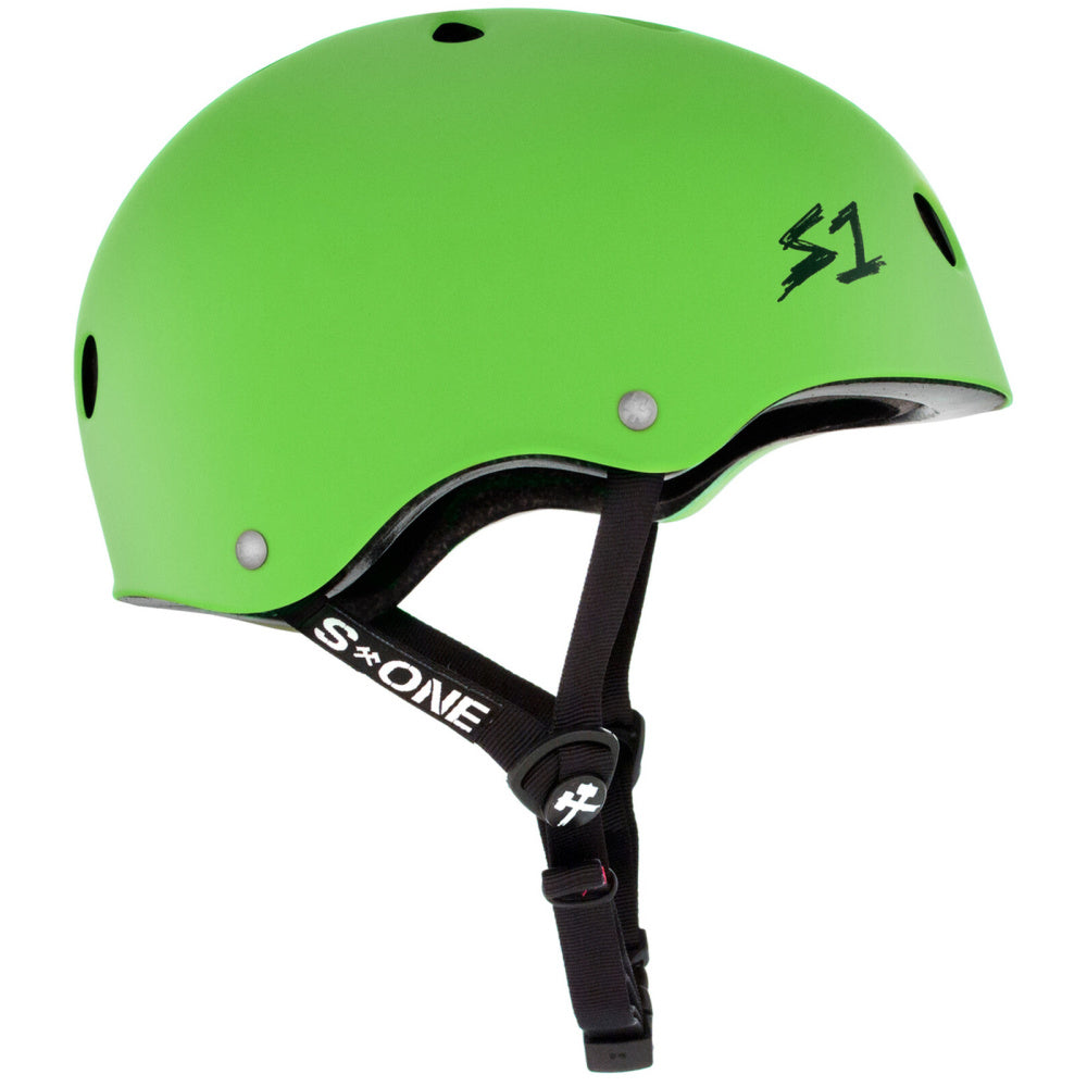 S-One-Certified-Bike-Skate-Scooter-Helmet-Bright-Green-Side