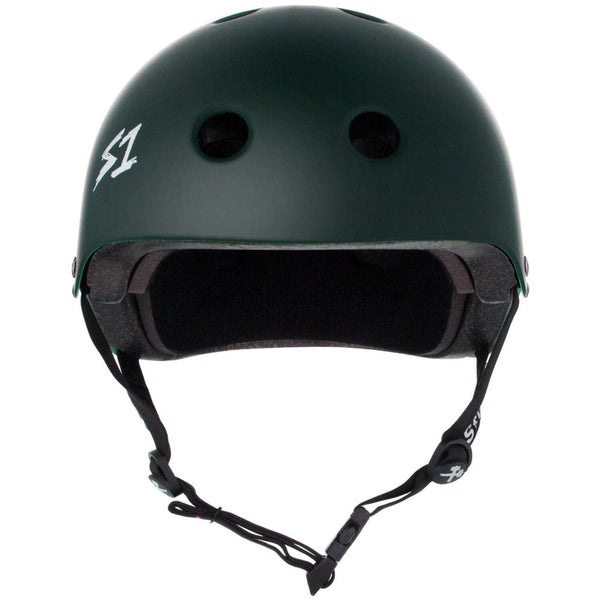 S-One-Certified-Bike-Skate-Scooter-Helmet-Dark-Green-Front