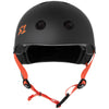 S-One-Lifer-Helmet-Matte-Black-With-Orange-Straps-Front