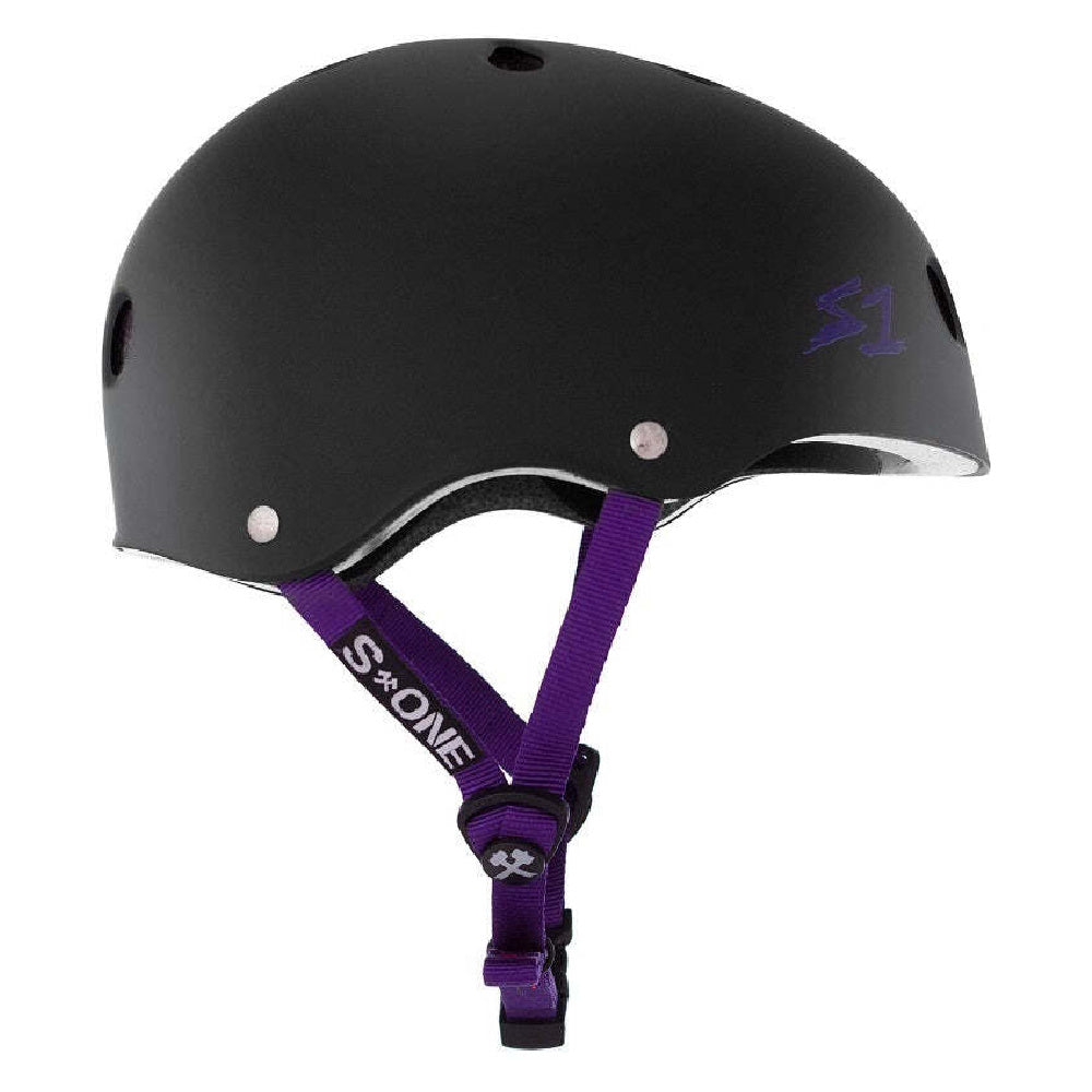 S-One-Lifer-Helmet-Matte-Black-With-Purple-Straps-Side