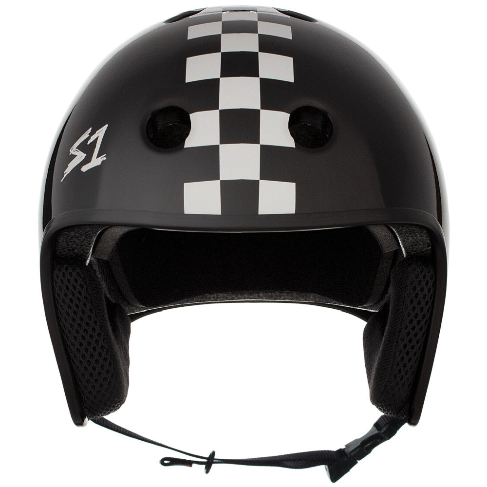 S-One-Retro-Helmet-Black-With-White-Checkers-Front